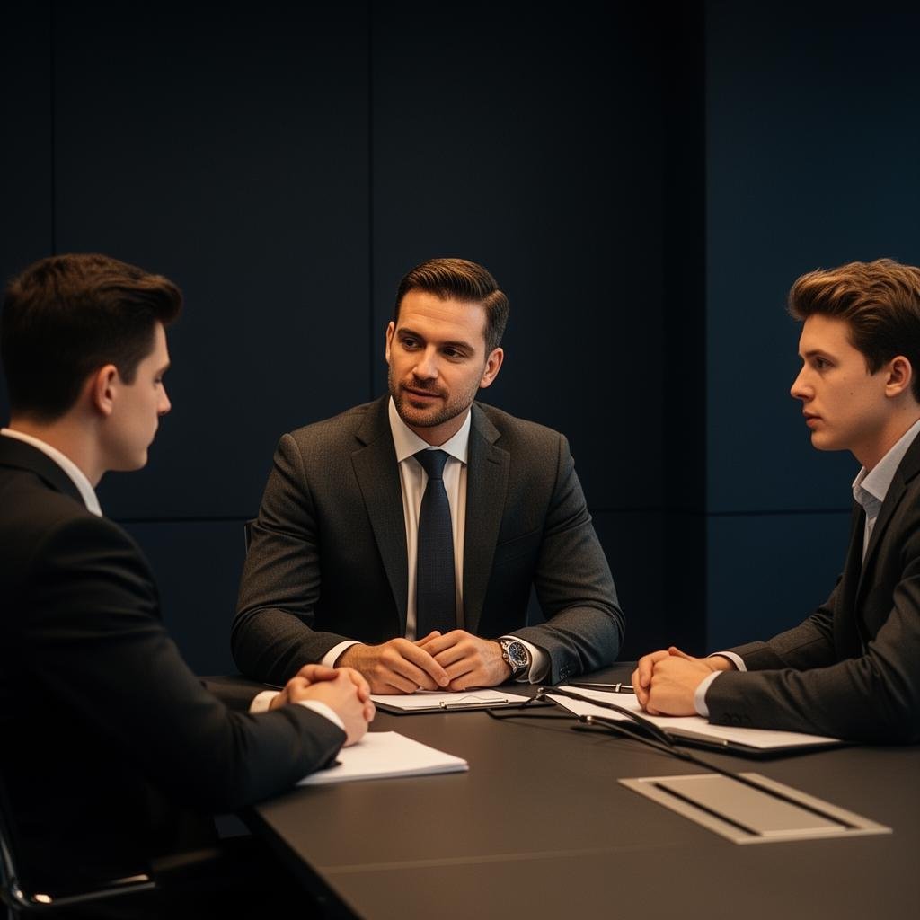 Senior security mentor guiding a junior professional through certification materials